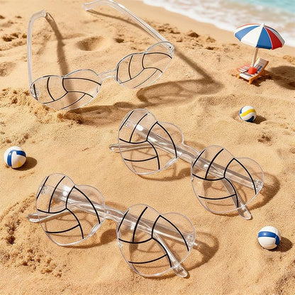 Pibupibu 12/24 Pack Volleyball Softball Football Soccer Gifts for Team Coach Heart Sunglasses Bulk Sports Party Favor Glasses