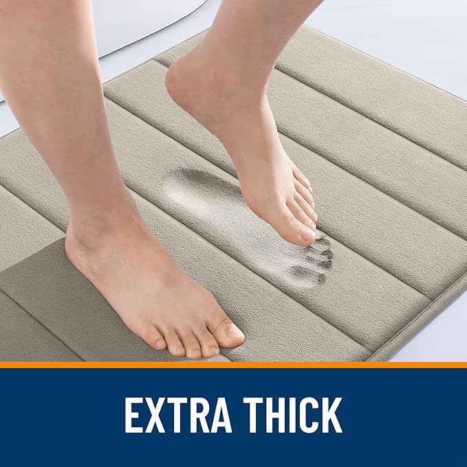 OLANLY Memory Foam Bath Mat 40x32, Super Soft Absorbent Bathroom Rugs, Quick Dry, Machine Washable Shower Floor Rugs, Bathmat Carpet, Bathroom Home Decor Accessories, Warm Taupe