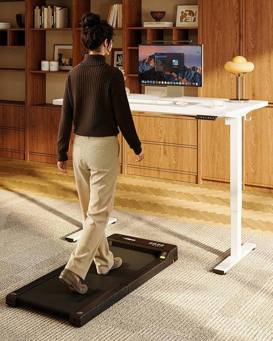 FLEXISPOT EN1 One-Piece Standing Desk, 40"x24" Seamless Desktop Electric Height Adjustable for Home Office, Study Rooms & Multi-Device Workstations, White(White Frame)