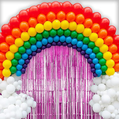 10 Pack Pink Fringe Backdrop, Pink Tinsel Backdrop Curtains, Party Decorations Supplies for Birthday, Holidays, Parties & More