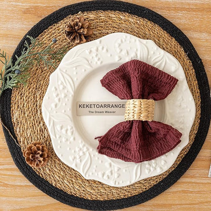 Cheesecloth Napkins 17x17 Inches Cloth Napkins Reusable Handmade for Lunch Dinner Wedding Baby Shower Bridal Shower Party Rustic Boho Decorations Bulk Set of 10 Burgundy