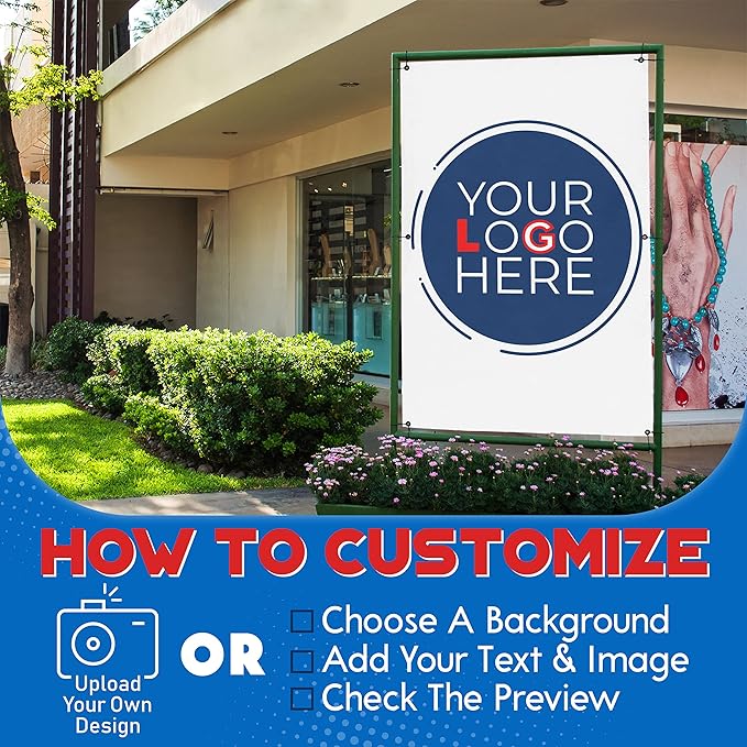 Custom Banners and Signs for Indoor Outdoor w/Any Image, Logo & Text Vinyl Banner | 5 Theme, 15 Font & 25 Background Options | Personalized Banners - 2x2