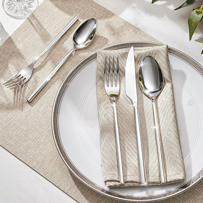 KINGSTONE 20-Piece Silverware Set, 18/10 Stainless Steel Flatware Cutlery Set with Hexagon Handle, for Hotel, Home, Party, Wedding Gift, Mirror Polish and Dishwasher Safe