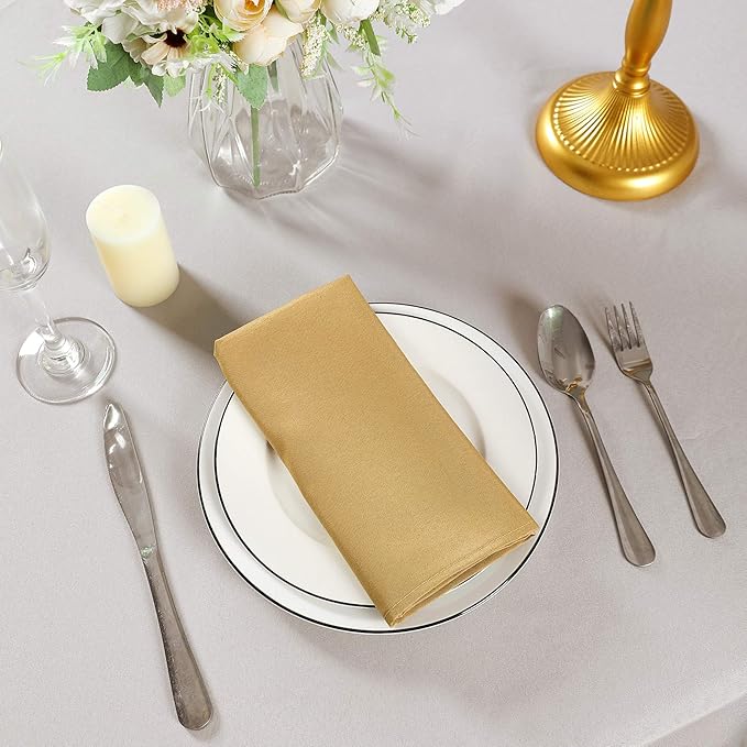 Cloth Napkins 20x20 inch Washable Polyester Dinner Napkins Soft Table Napkins for Wedding Party Dining Banquet(Gold,25PCS)