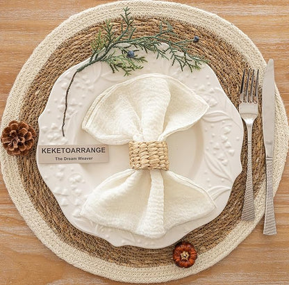 Cheesecloth Napkins 17x17 Inches Cloth Napkins Handmade Reusable for Lunch Dinner Wedding Baby Bridal Shower Party Rustic Boho Decorations Bulk Set of 10 Ivory Cream White