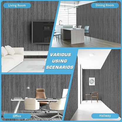 Art3d 4-Pack Glue-On Herringbone Wainscoting Panel for Interior Wall Decor - 104 x 12 Inch Polystyrene Ultralight Slim Slat Wall Panels for Living Room Bedroom, Weathered Teak