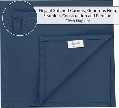 Zoyer Cloth Napkins Set of 12, 18x18 Inches Cotton Enrich Napkins Cloth ‎Washable, Soft & Durable Dinner Napkins for Parties, Wedding, Christmas, ‎Thanksgiving & Everyday Use - Navy Blue
