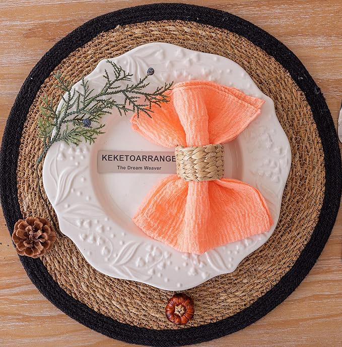 Cheesecloth Napkins 17x17 Inches Cloth Napkins Reusable for Lunch Dinner Wedding Baby Shower Bridal Shower Party Rustic Boho Decorations Bulk Set of 6 Coral Peach
