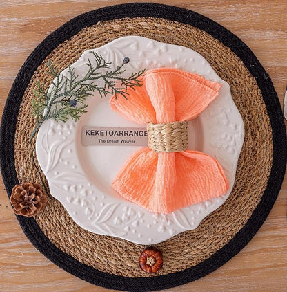 Cheesecloth Napkins 17x17 Inches Cloth Napkins Reusable for Lunch Dinner Wedding Baby Shower Bridal Shower Party Rustic Boho Decorations Bulk Set of 6 Coral Peach