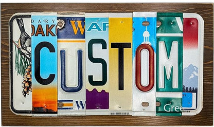 Personalized License Plate Letter Sign - Real Cut License Plates to Spell Out Your Words - Personalized Decor for Home, Office, or Unique Gifts - Vintage Style Wall Art