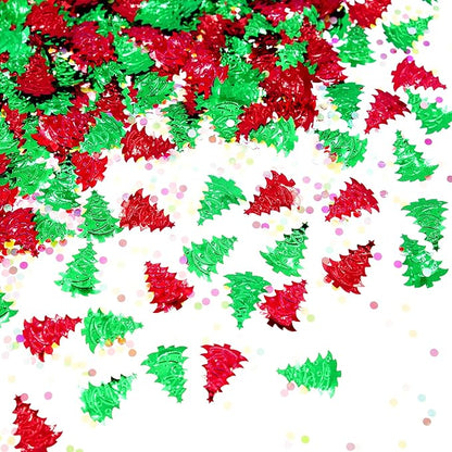 Merry Christmas Party Confetti - Christmas Tree Foil Metallic Sequins Table Confetti New Years Eve Celebration Wedding Santa Xmas Party Sprinkles Confetti Decorations, 60g