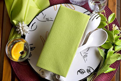 Kiwi Green Paper Napkins | Linen Feel Guest Disposable Cloth Like Dinner Napkins | Hand Towels | Soft, Absorbent, Paper Hand Napkins for Kitchen, Bathroom, Parties, Weddings, Dinners | 50 Pack