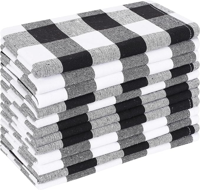 Cloth Napkins Reusable Cloth Dinner Black & White Napkins Set of 12 Cotton Gingham Check 16x16 Inches Cloth Napkins for Parties Weddings Washable Table Napkins Cocktail Napkin Thanksgiving Decor