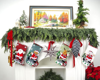 Artificial Cedar Garland, Realistic Green Pine Garland for Indoor & Outdoor Christmas Decorations, Lifelike Cedar Greenery for Mantle, Table, Staircase, and Wall (6FT (1 PC))