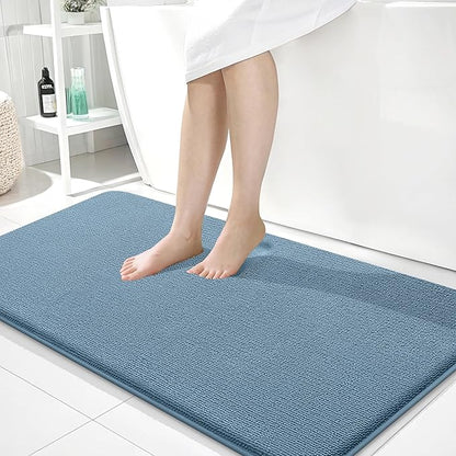 OLANLY Thick Memory Foam Bath Mats Rugs 40x24, Extra Soft Absorbent Bathroom Rug, Quick Dry Bath Mat, Non-Slip, Machine Washable Carpet for Bathroom, Tub and Shower, Home Decor Accessories, Airy Blue