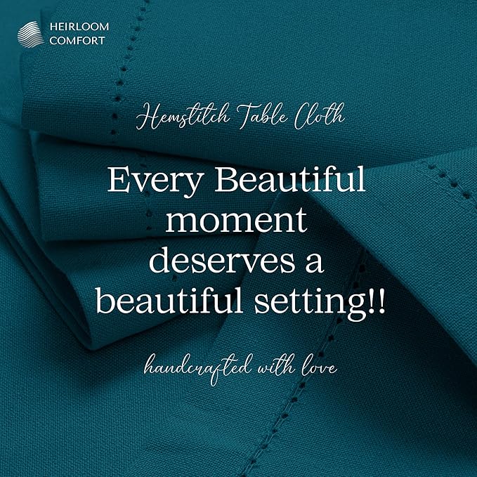 Teal Green Rectangle Tablecloth, 60x102 Inch, 100% Cotton, Fits 8-10 Seats, Durable, Washable, Wrinkle Resistant, Dining Table Cloth for Weddings, Birthdays, Holiday Meals, Dinner