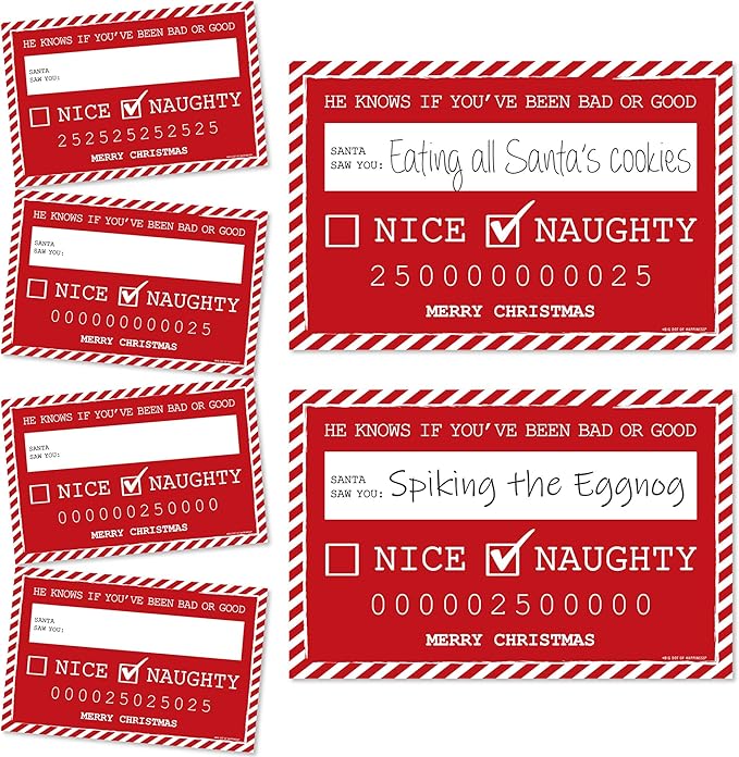 Big Dot of Happiness Santa's Naughty List Mug Shots - Christmas Party Photo Booth Props Party Mugshot Signs - 20 Count