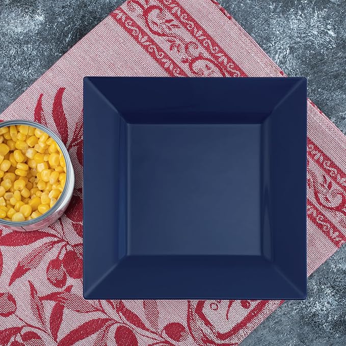 Smarty Had A Party 120 Midnight Dream Blue Square 9.5" Dinner Plates, Fancy Disposable, Deluxe Quality, Hard Plastic, Party & Wedding Plates