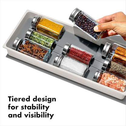 OXO Good Grips Kitchen, Compact Spice Drawer Organizer, White