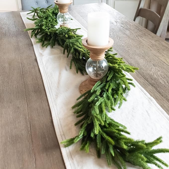 72" Real Touch Norfolk Pine Garland Realistic 6ft, Christmas Garland for Mantle, Stairs, Fireplace, Soft and Bendable Real Touch Garland Christmas Greenery, Evergreen Christmas Garlands