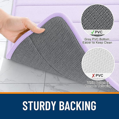 OLANLY Memory Foam Long Bathroom Rugs Runner 59x20, Super Soft Absorbent Bath Mat, Quick Dry, Machine Washable Shower Floor Rugs, Bathmat Carpet, Bathroom Home Decor Accessories, Lavender