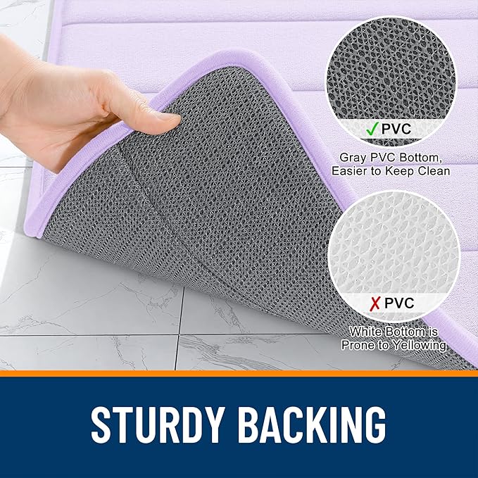 OLANLY Memory Foam Bath Mat 36x24, Super Soft Absorbent Bathroom Rugs, Quick Dry, Machine Washable Shower Floor Rugs, Bathmat Carpet, Bathroom Home Decor Accessories, Lavender