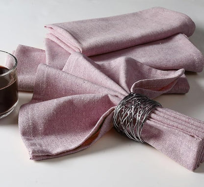Native Fab Solid Cloth Napkin Set of 4, 100% Chambray Cotton, Washable, Reusable Dinner Cloth Napkin 17x17 inches, Table Decor Napkins for Dinner, Events, Burgundy