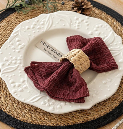 Cheesecloth Napkins 17x17 Inches Cloth Napkins Reusable Handmade for Lunch Dinner Wedding Baby Shower Bridal Shower Party Rustic Boho Decorations Bulk Set of 10 Burgundy