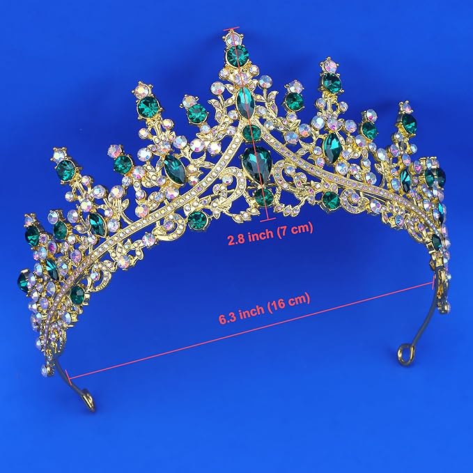 COCIDE Green Tiaras for Women Crown for Women Emerald Quinceanera Dress Headbands for Girls Princess Halloween Cosplay Birthday Pageant Bride Headpieces Hair Accessories