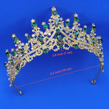 COCIDE Green Tiaras for Women Crown for Women Emerald Quinceanera Dress Headbands for Girls Princess Halloween Cosplay Birthday Pageant Bride Headpieces Hair Accessories