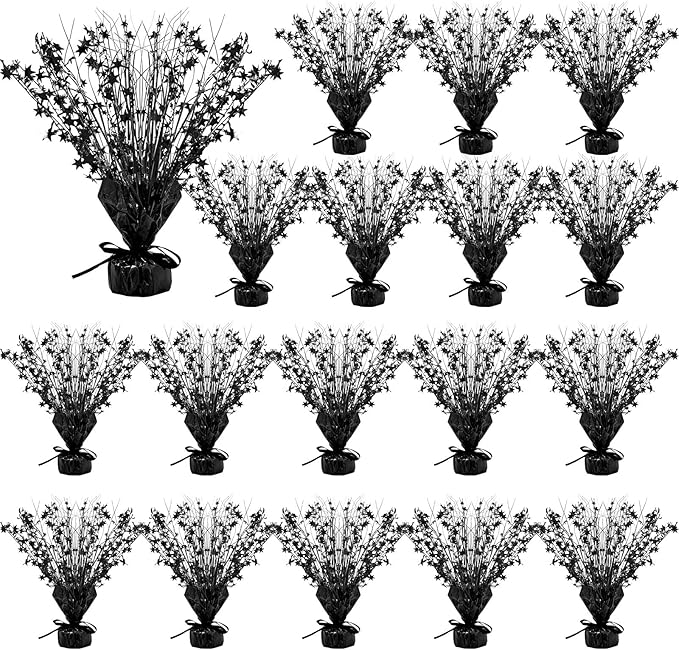 Crowye 18 Pcs Foil Spray Centerpiece Christmas Party Winter Star Table Decoration Burst Metallic Table Centerpieces for Birthday Party Season Holiday(Black)