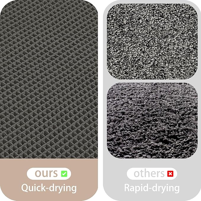 Waffle Bath Mat Non Slip, Boho Runner Rug, Super Absorbent Quick Dry Long Bath Runner Bathroom, Soft Farmhouse Bath Rug with Tassels, Washable Shower Mats for Floor 24"x48", Dark Grey