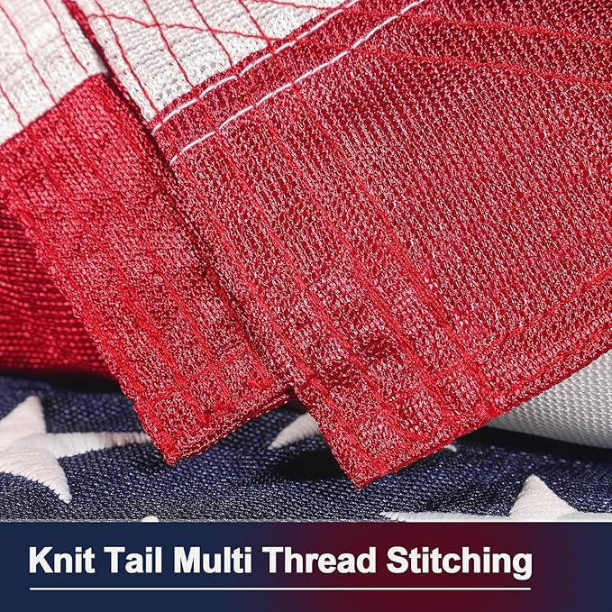 Knit Polyester American Flag 4x6 FT Outdoor Heavy Duty Luxury TearProof Series, Premium American Flags 4x6 for Outside, Knit USA US Flag with Wind Tunnel and Glow Effect, Embroidered Stars