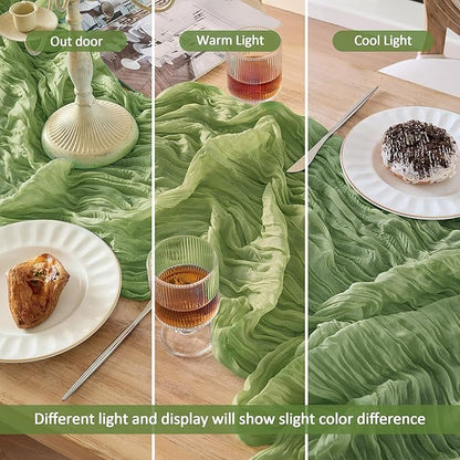 12 Pack Cheesecloth Table Runner 120 Inch Boho Rustic Gauze 10 FT Sage Green Cheese Cloths Table Runners Decorations for Spring Summer Birthday Party Baby Shower Wedding Holiday Home Decor