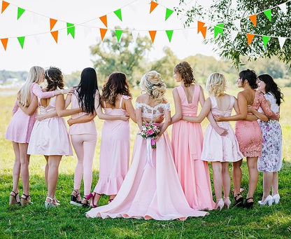 100 Feet 60 Pcs Green White and Orange Pennant Banner Flag String Hanging Triangle DIY Flag, Bunting Streamer Decorations for Grand Opening, Birthday, Wedding Celebration (Green White & Orange)