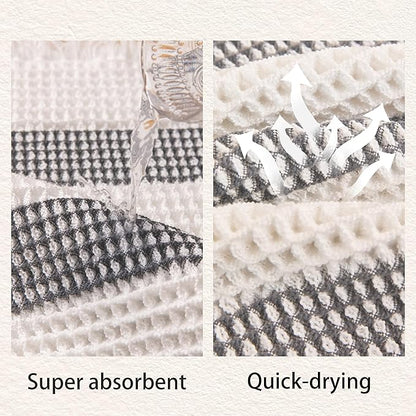 Waffle Bath Mat Non Slip, Boho Bathroom Rug, Super Absorbent Quick Dry Bathroom Mat, Soft Farmhouse Bath Rug with Tassels, Small Washable Shower Mats for Floor 20"x32", White and Grey