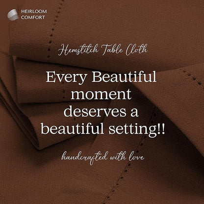 Brown Cotton Tablecloth, Table Cover 60x86 Inch, Fits 6-8 Seats, Soft, Durable, Washable, Wrinkle Resistant, Rectangle Table Cloth for Dining, Holiday Gatherings, Dinner, Weddings