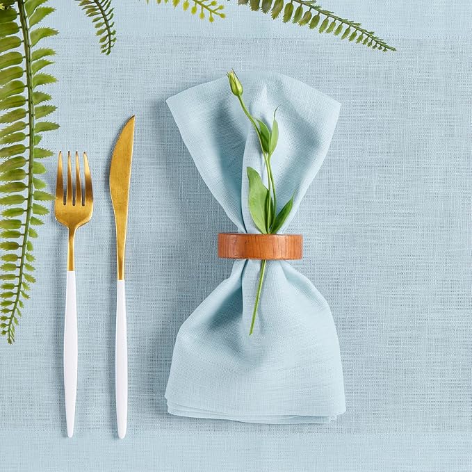 Solino Home Linen Napkins Set of 4-100% Pure Linen Ice Water Dinner Napkins Cloth 20 x 20 Inch - Fete, Handcrafted and Machine Washable - Christmas, Holiday, New Year