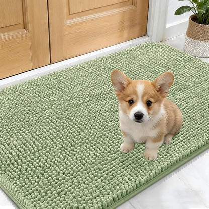 OLANLY Dog Door Mat for Muddy Paws 24x16, Absorbs Moisture and Dirt, Absorbent Non-Slip Washable Doormat, Quick Dry Chenille Mud Mat for Dogs, Entry Indoor Entryway Carpet for Inside Floor, Sage Green