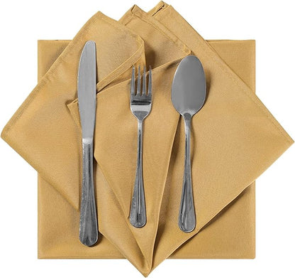Cloth Napkins 20x20 inch Washable Polyester Dinner Napkins Soft Table Napkins for Wedding Party Dining Banquet(Gold,100PCS)