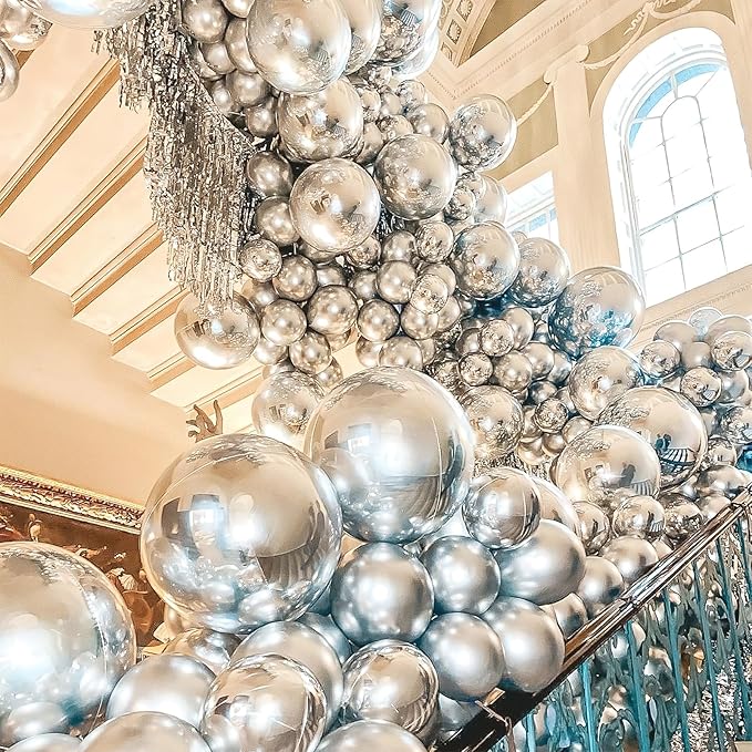 PartyWoo Silver Balloons 20pcs 18 Inch Silver Latex Helium Balloons for Birthday Wedding Anniversary Graduation Bachelorette Engagement Bridal Shower Retirement Party Decorations Silver-G102