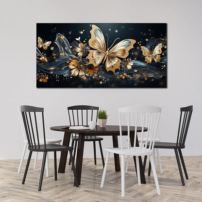 Gold Butterfly Wall Art Bedroom Teen Girl Room Decor Dorm Large Wall Art for Dorm Room Girl Ready to Hang 29 x 59 Inch