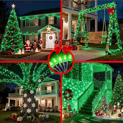 1500 LED 470FT Christmas String Lights Outdoor, 12 Pro Modes and Timer Memory & Brightness, Plug in Waterproof Clear Wire Twinkle Light for for Xmas Yard Tree Wedding Party Decor (Green)