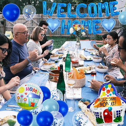 Welcome Home Decorations 26 Pcs Party Decorations Include Welcome Home Banner Latex Round Love Foil Balloons, Pull Flower, Suitable for Home Party Decorations