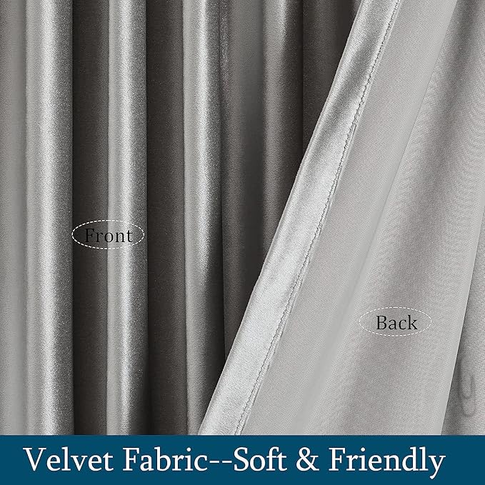 PRIMROSE Light Grey Curtains 120 inch for Living Room,2 Panels Drapes Blackout Rod Pocket Back Tab Window Treatment Room Darkening Thick Decorative Curtains for Bedroom