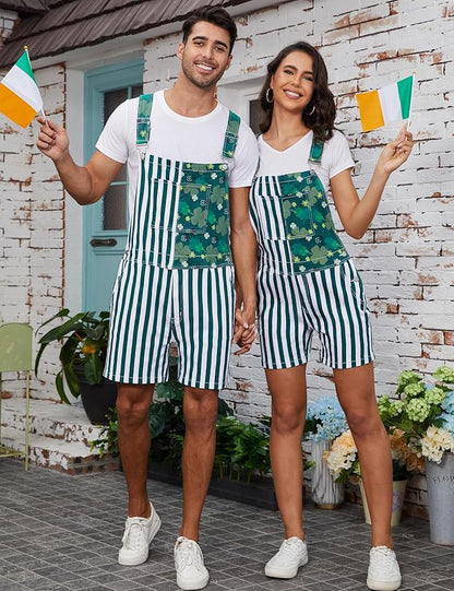 Unisex Printed Overalls Shorts Romper Festival Jumpsuits Work Bibs Coveralls Gifts for Men and Women