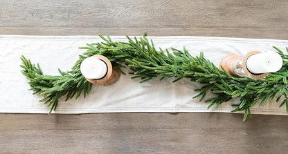 72" Real Touch Norfolk Pine Garland Realistic 6ft, Christmas Garland for Mantle, Stairs, Fireplace, Soft and Bendable Real Touch Garland Christmas Greenery, Evergreen Christmas Garlands