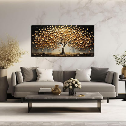 Tree Canvas Wall Art for Living Room Gold Wall Art for Bedroom Above Bed Home Office Print Wall Decor 20 x 40 Inch