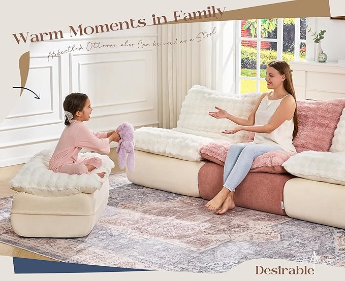 Hobestluk Sofa Couch Foam Sofa for Small Spaces Comfy Sofas with Footrest Couch Recliner Small Sofas for Living Room, Bedroom, Apartment (White)