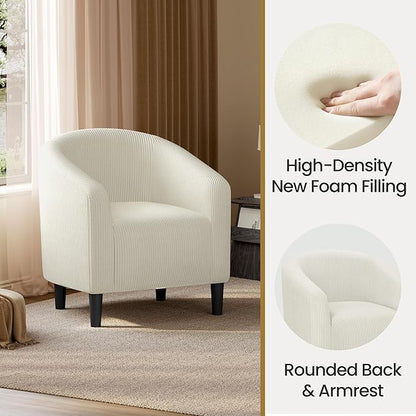 Yaheetech Barrel Chairs, Furry Accent Chairs with Soft Padded Armrest for Living Room Bedroom Waiting Room Office, Set of 2, Beige